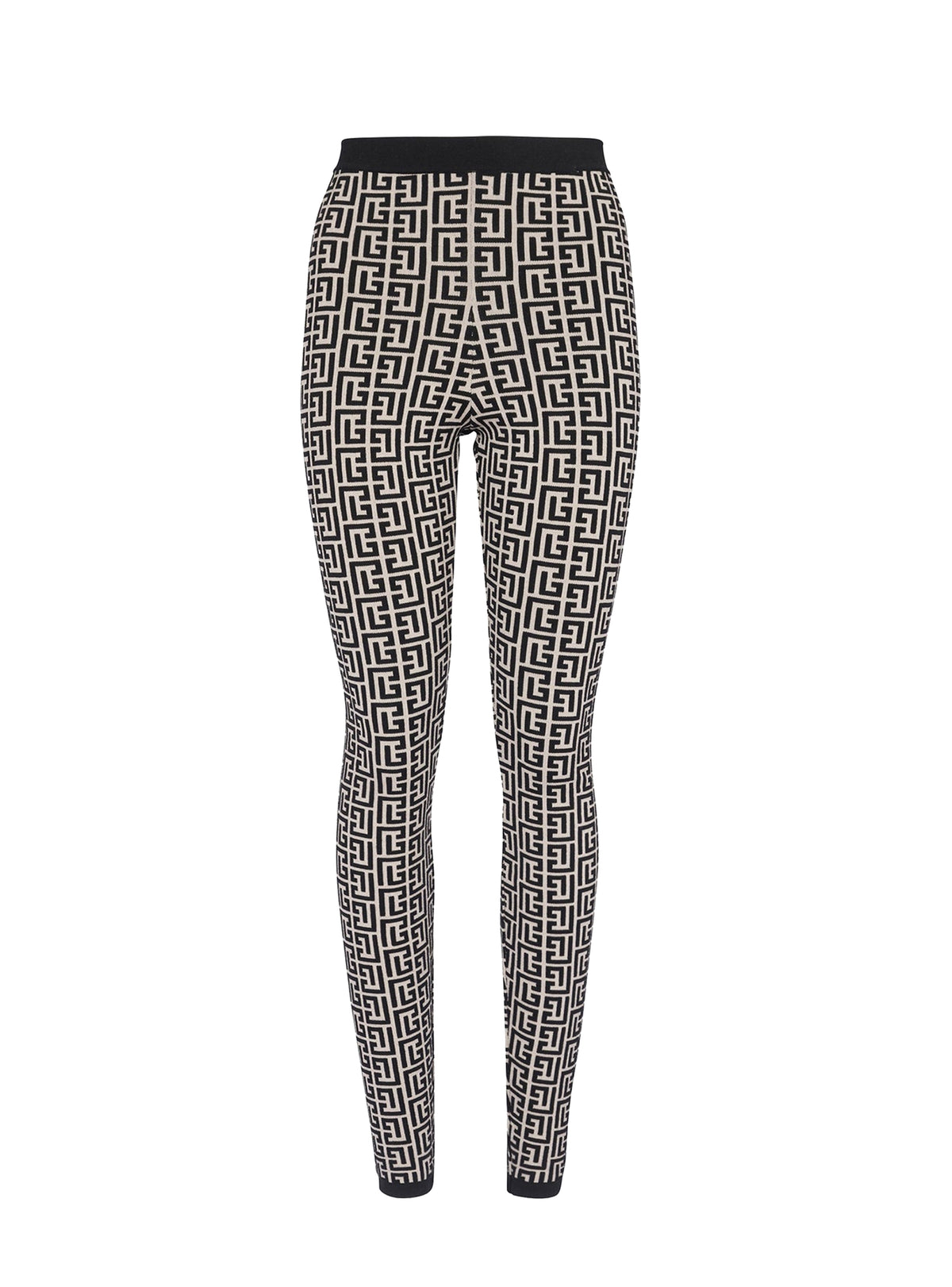 Wool monogram leggings - Ivory & Black