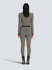 Leggings en maille à monogramme - Ivoire & Noir