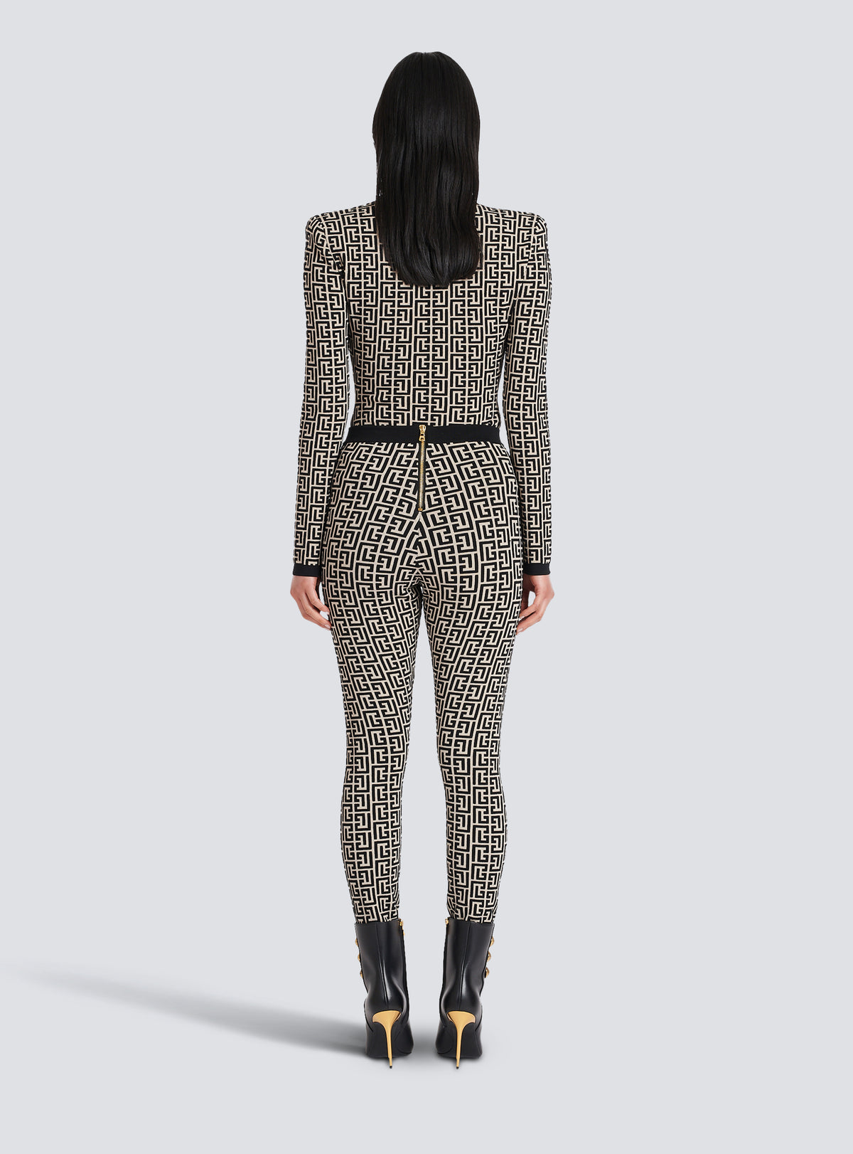 Leggings en maille à monogramme - Ivoire & Noir