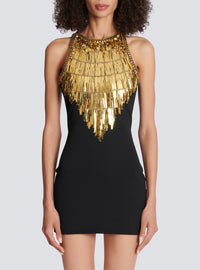 Robe brodée en grain de poudre - Noir & Or
