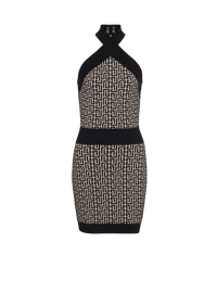 Robe courte monogramme en laine - Ivoire & Noir