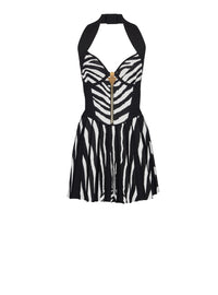 Robe en maille jacquard zébrée - Noir & Naturel