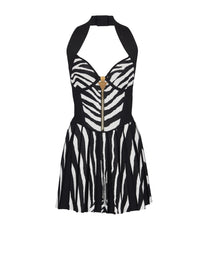 Robe en maille jacquard zébrée - Noir & Naturel