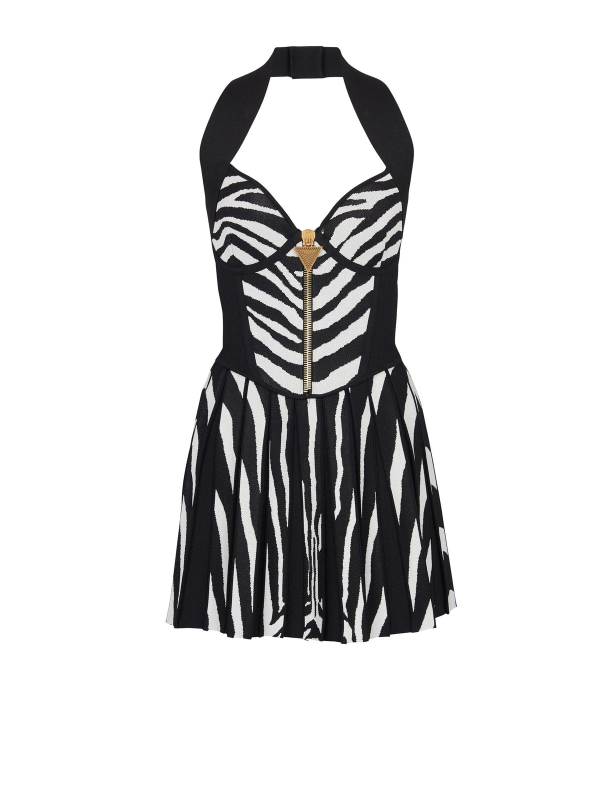 Robe en maille jacquard zébrée - Noir & Naturel