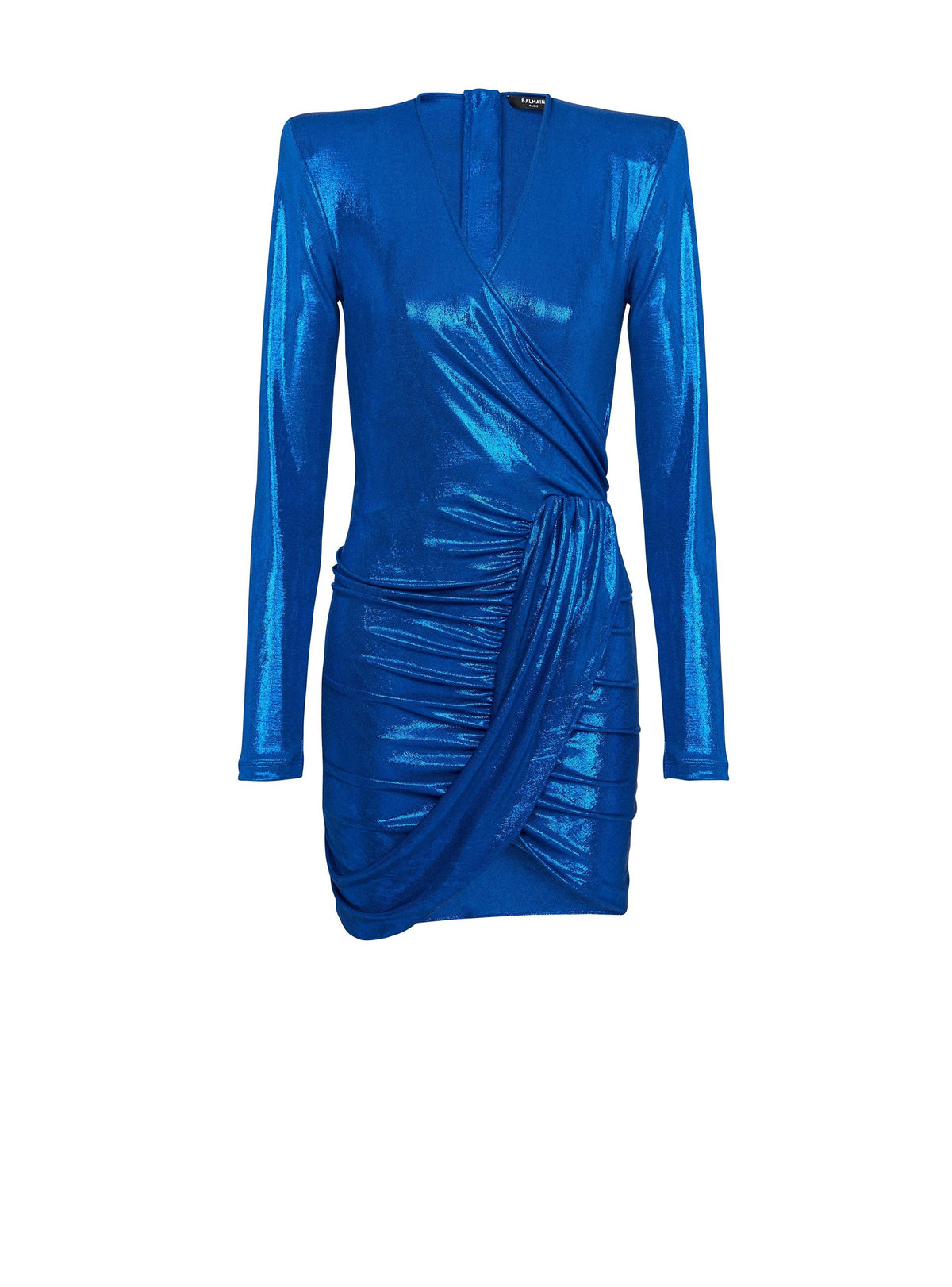 Robe drapée en jersey lamé - Bleu Électrique