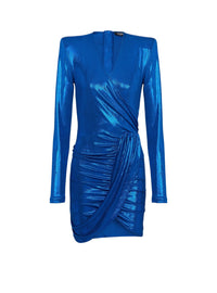 Draped jersey short dress - Electric Blue