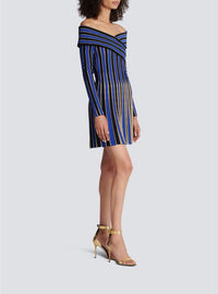 Robe en maille rayée métallisée - Black, Blue & Gold