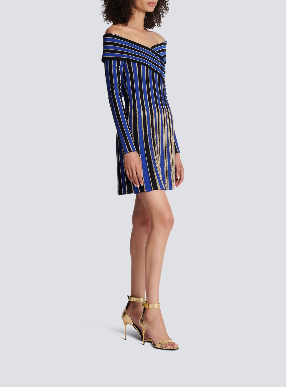 Robe en maille rayée métallisée - Black, Blue & Gold