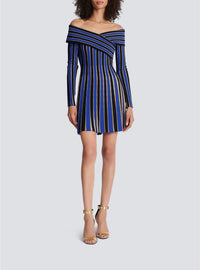 Robe en maille rayée métallisée - Black, Blue & Gold