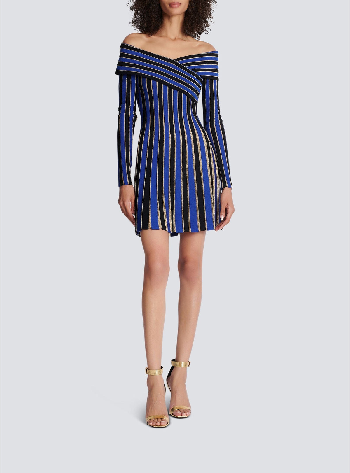 Robe en maille rayée métallisée - Black, Blue & Gold