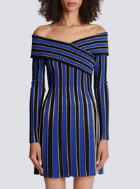 Robe en maille rayée métallisée - Black, Blue & Gold