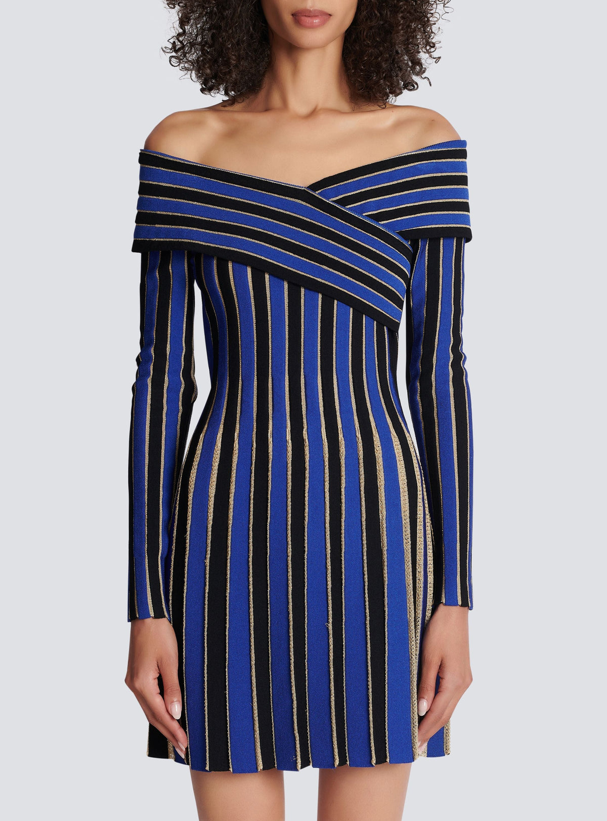 Robe en maille rayée métallisée - Black, Blue & Gold