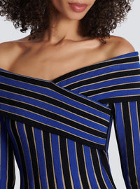 Robe en maille rayée métallisée - Black, Blue & Gold