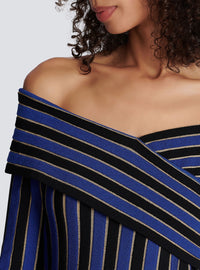 Robe en maille rayée métallisée - Black, Blue & Gold