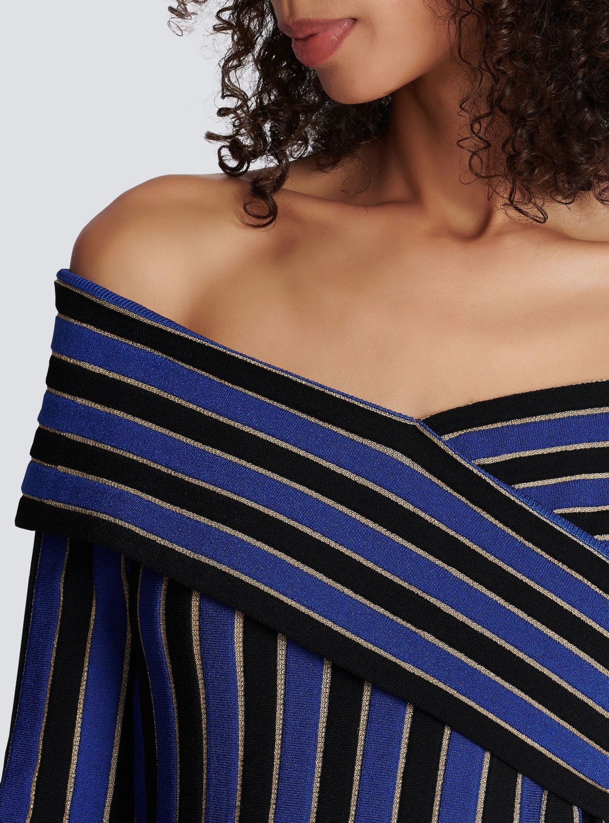 Robe en maille rayée métallisée - Black, Blue & Gold