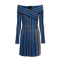 Robe en maille rayée métallisée - Black, Blue & Gold
