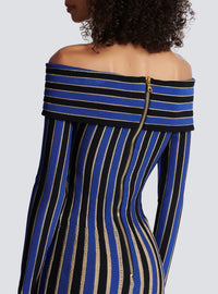 Robe en maille rayée métallisée - Black, Blue & Gold