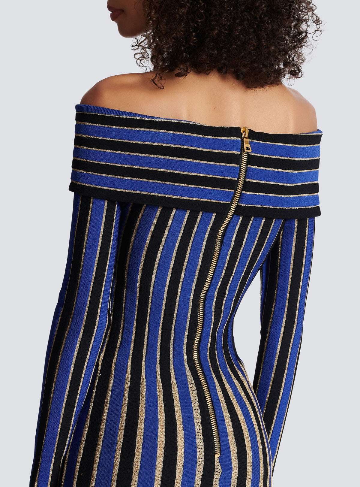 Robe en maille rayée métallisée - Black, Blue & Gold