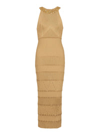 Robe midi en maille - Beige