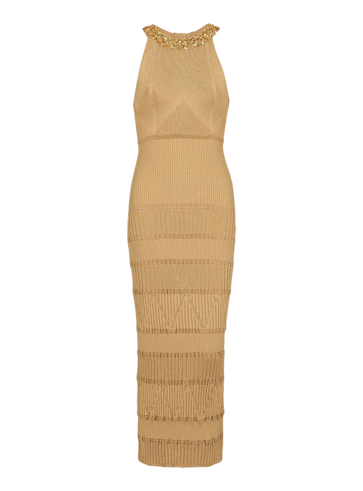 Robe midi en maille - Beige