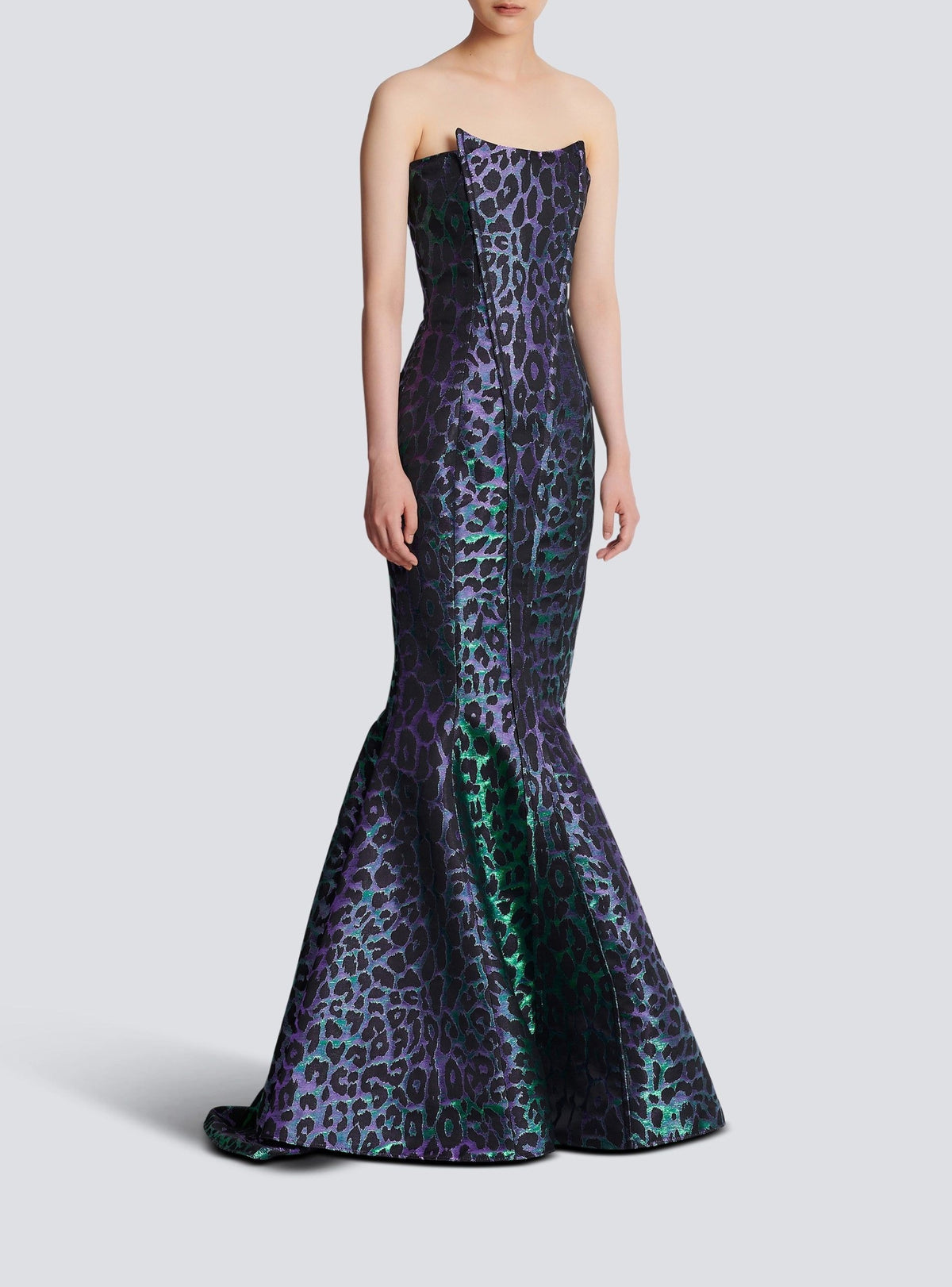Leopard print bustier long dress - Multicolour