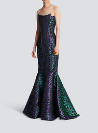 Leopard print bustier long dress - Multicolour