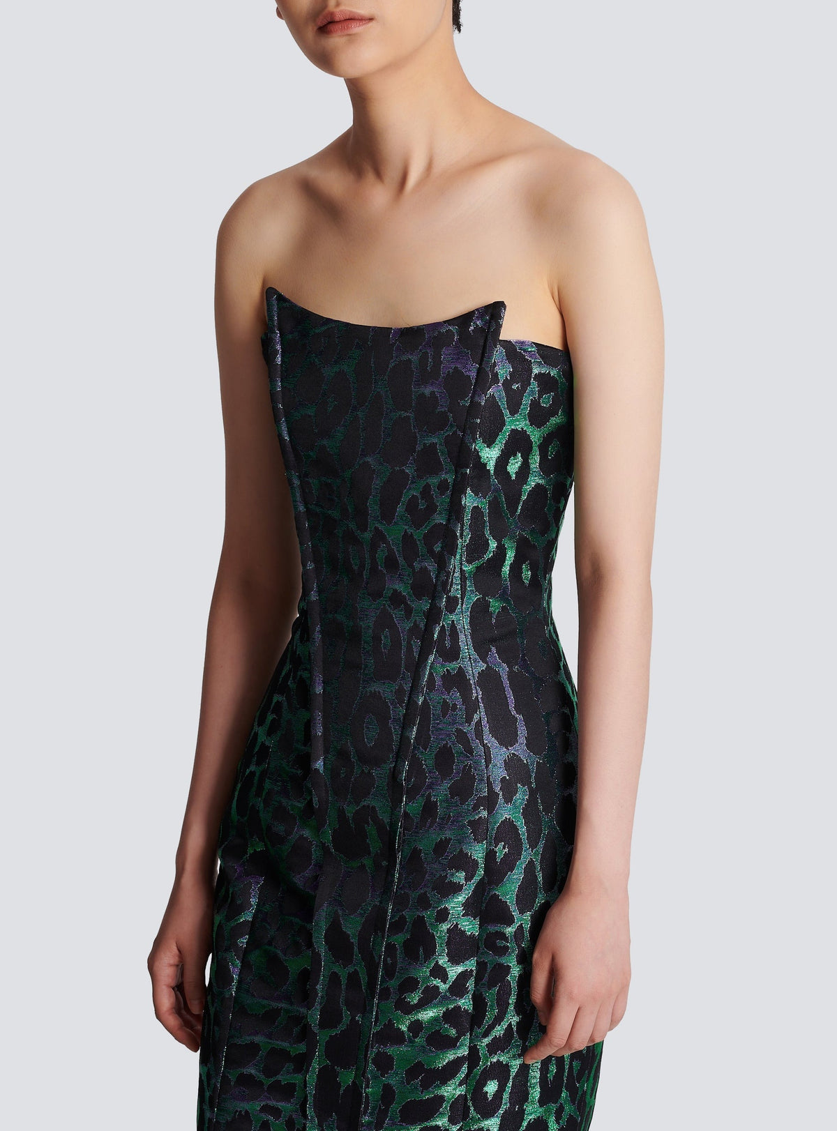 Leopard print bustier long dress - Multicolour