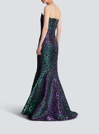 Leopard print bustier long dress - Multicolour