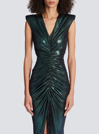 Robe drapée en jersey iridescent - Bleu Hologramme
