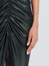 Robe drapée en jersey iridescent - Bleu Hologramme