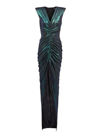 Robe drapée en jersey iridescent - Bleu Hologramme