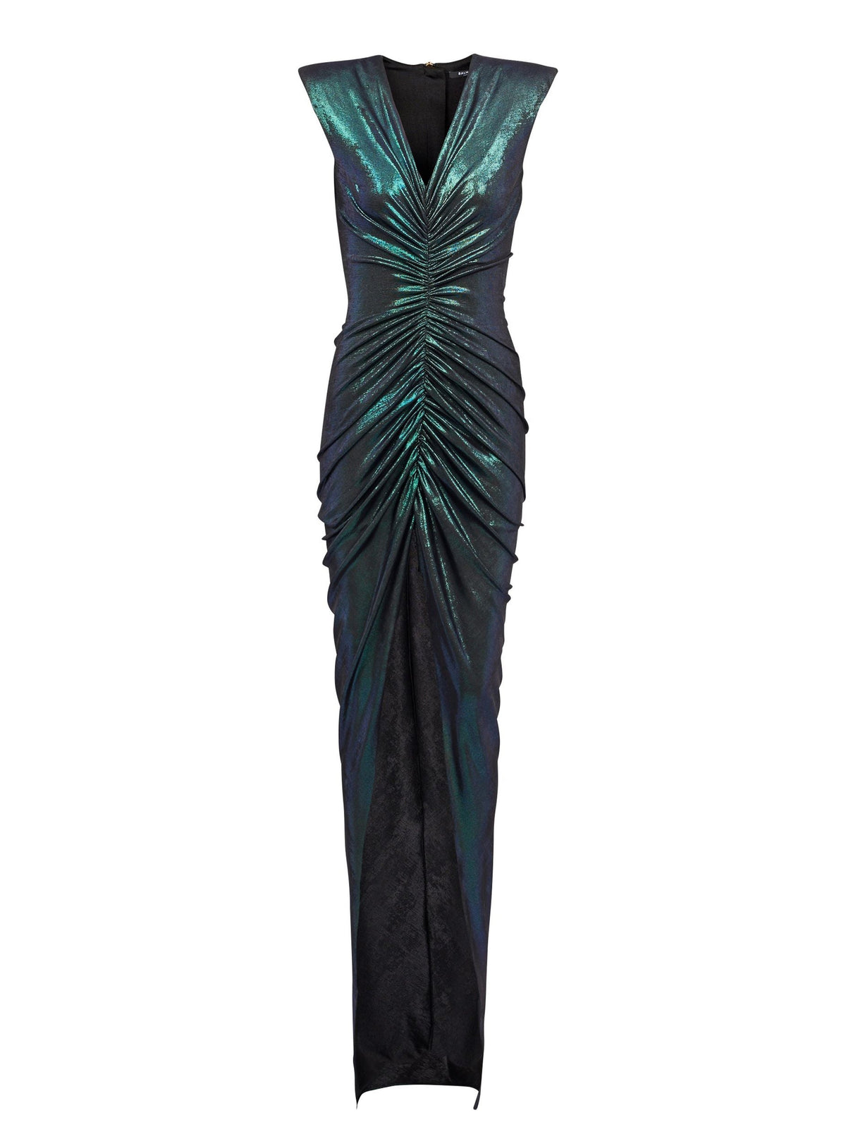 Robe drapée en jersey iridescent - Bleu Hologramme
