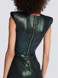 Robe drapée en jersey iridescent - Bleu Hologramme