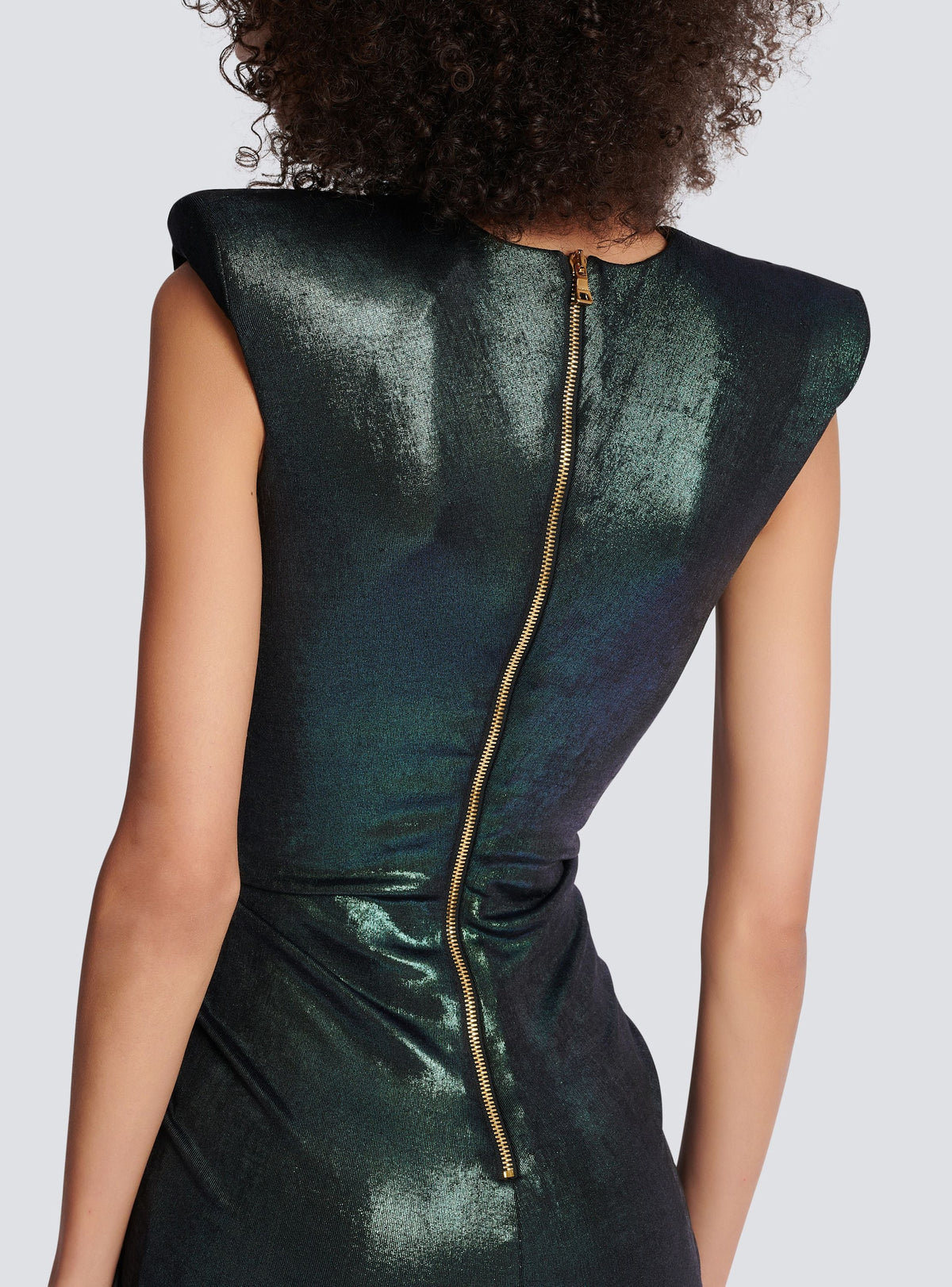 Robe drapée en jersey iridescent - Bleu Hologramme