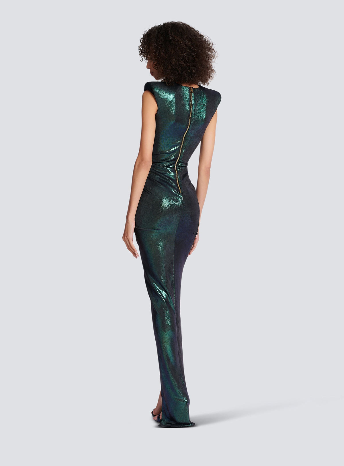 Robe drapée en jersey iridescent - Bleu Hologramme