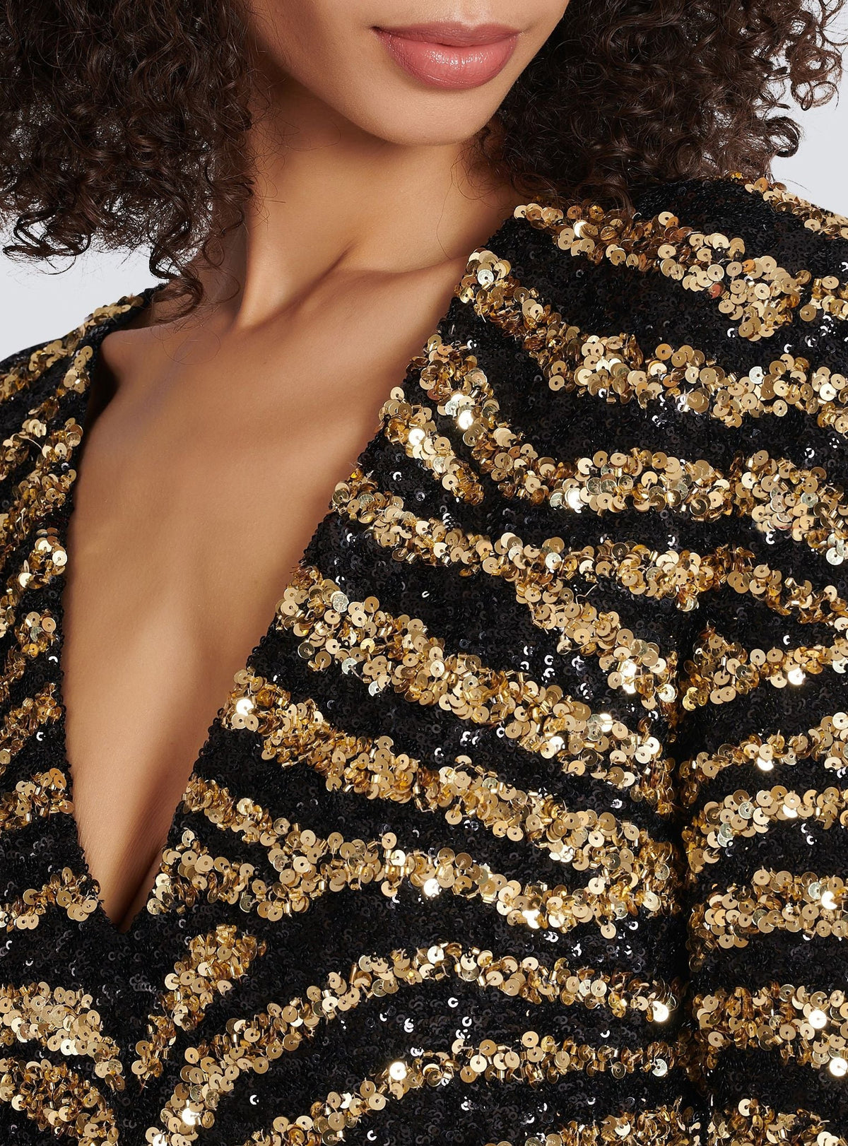 Robe longue brodée zèbre - Noir & Or