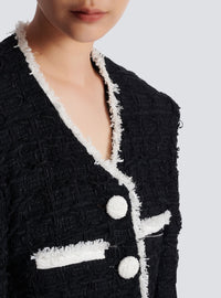 Veste courte en tweed à détails contrastés - Noir & Blanc