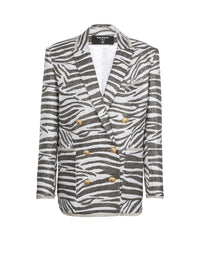 Veste boutonnée imprimée zèbre - Blanc & Or