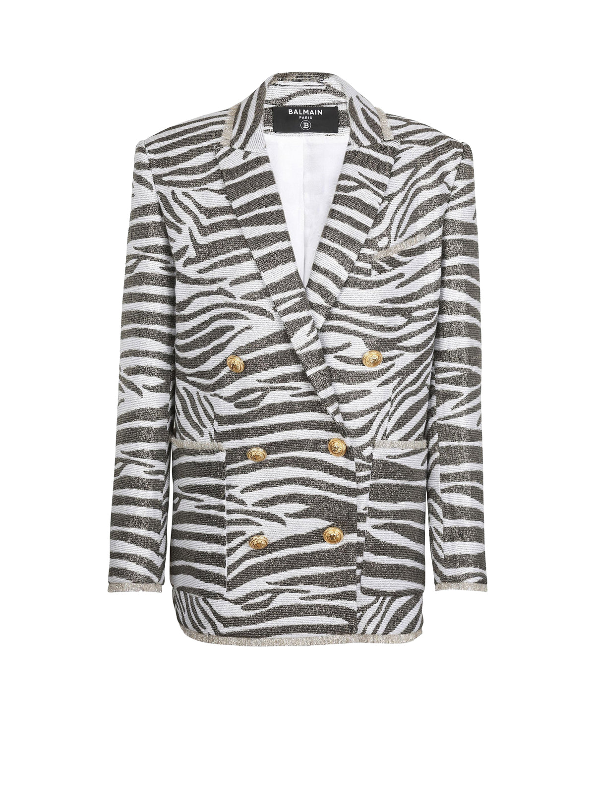 Veste boutonnée imprimée zèbre - Blanc & Or