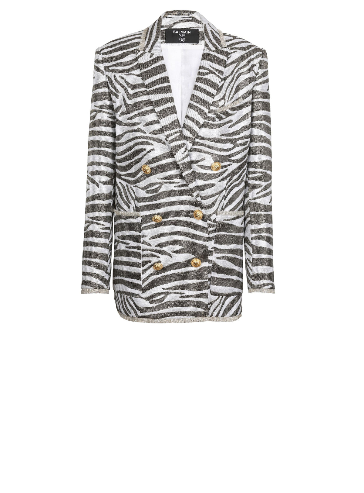 Veste boutonnée imprimée zèbre - Blanc & Or