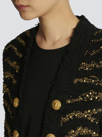 Veste en tweed zèbre côte à côte - Noir & Or