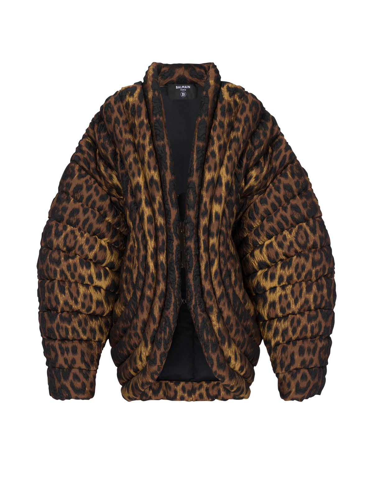 Oversized quilted leopard jacket - Brown