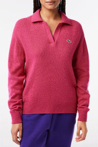 Pull à col polo sans couture en cachemire et laine - Spinelle