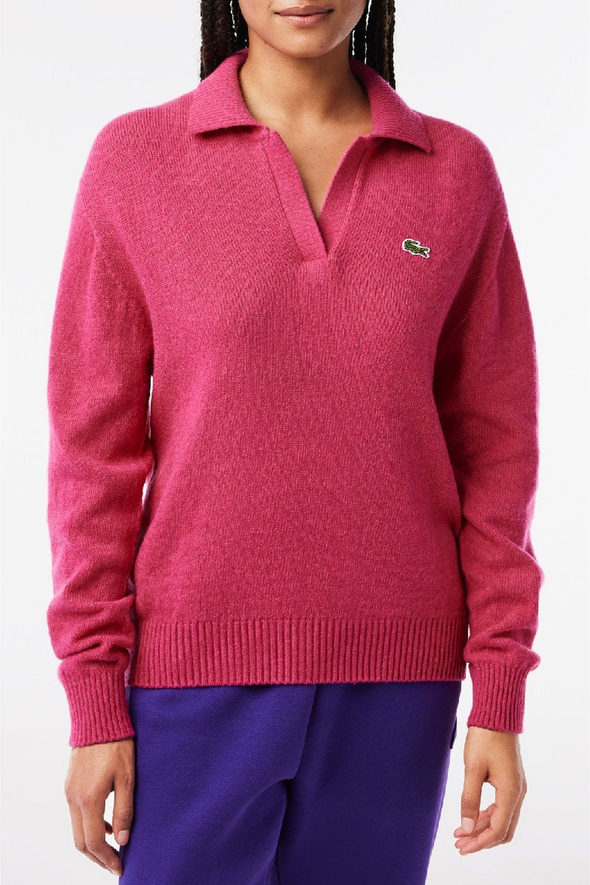 Pull à col polo sans couture en cachemire et laine - Spinelle
