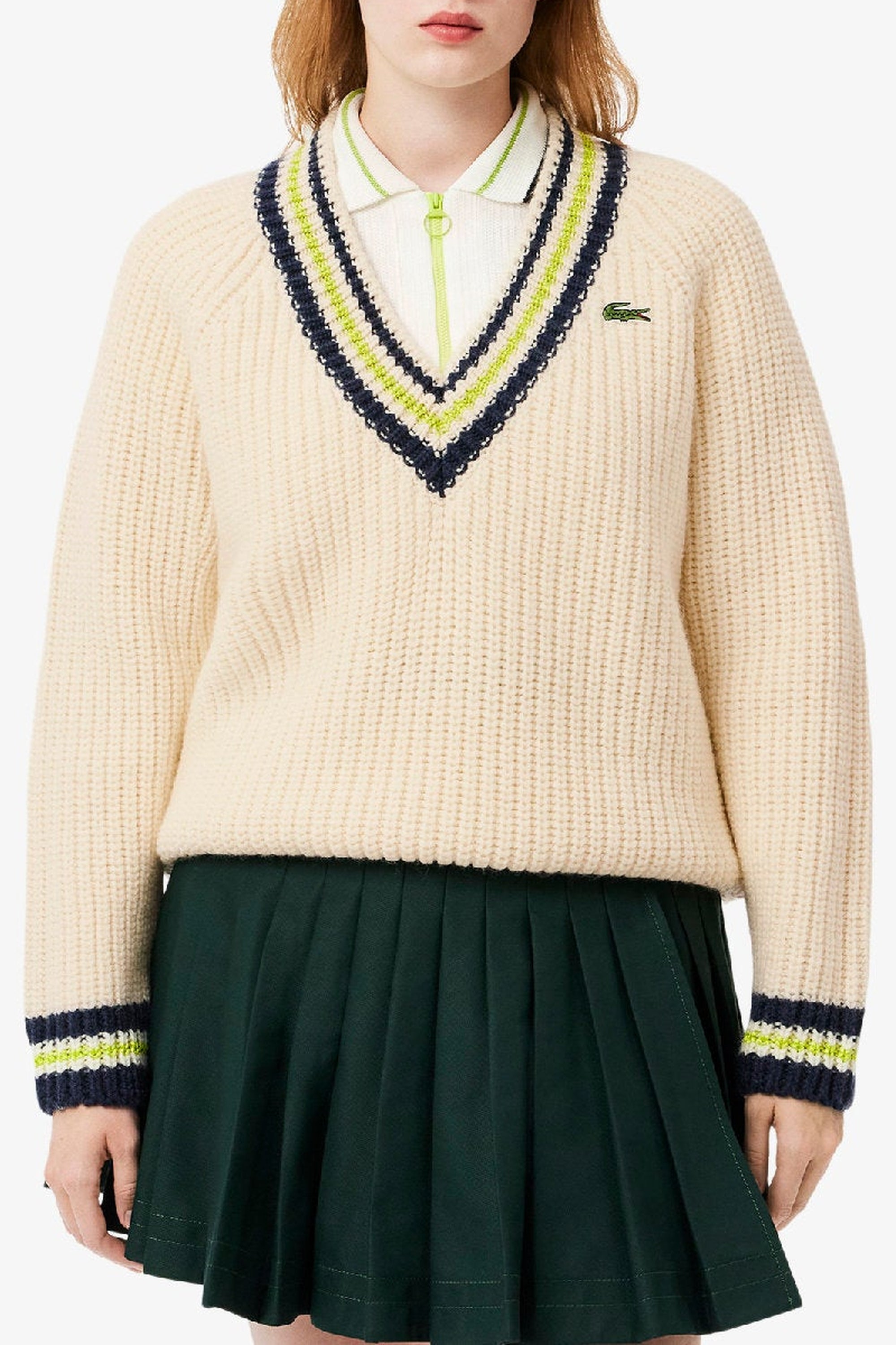 Pull Tennis à col V oversize en laine - Laponie & Abîmes