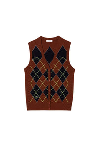 Cardigan sans manches en jacquard de laine - Myrrhe & Abîmes