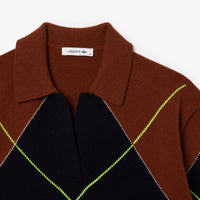 Pull polo à motif en jacquard de laine - Myrrhe & Abîmes