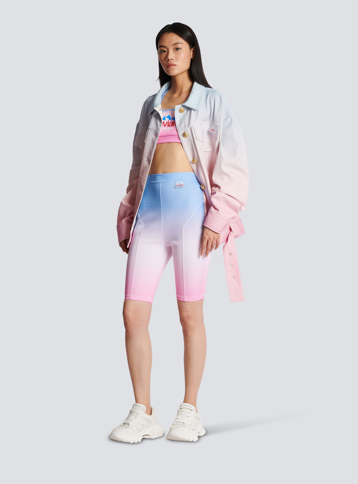 Balmain x evian - brassière - Bleu & Rose Pâle & Rose