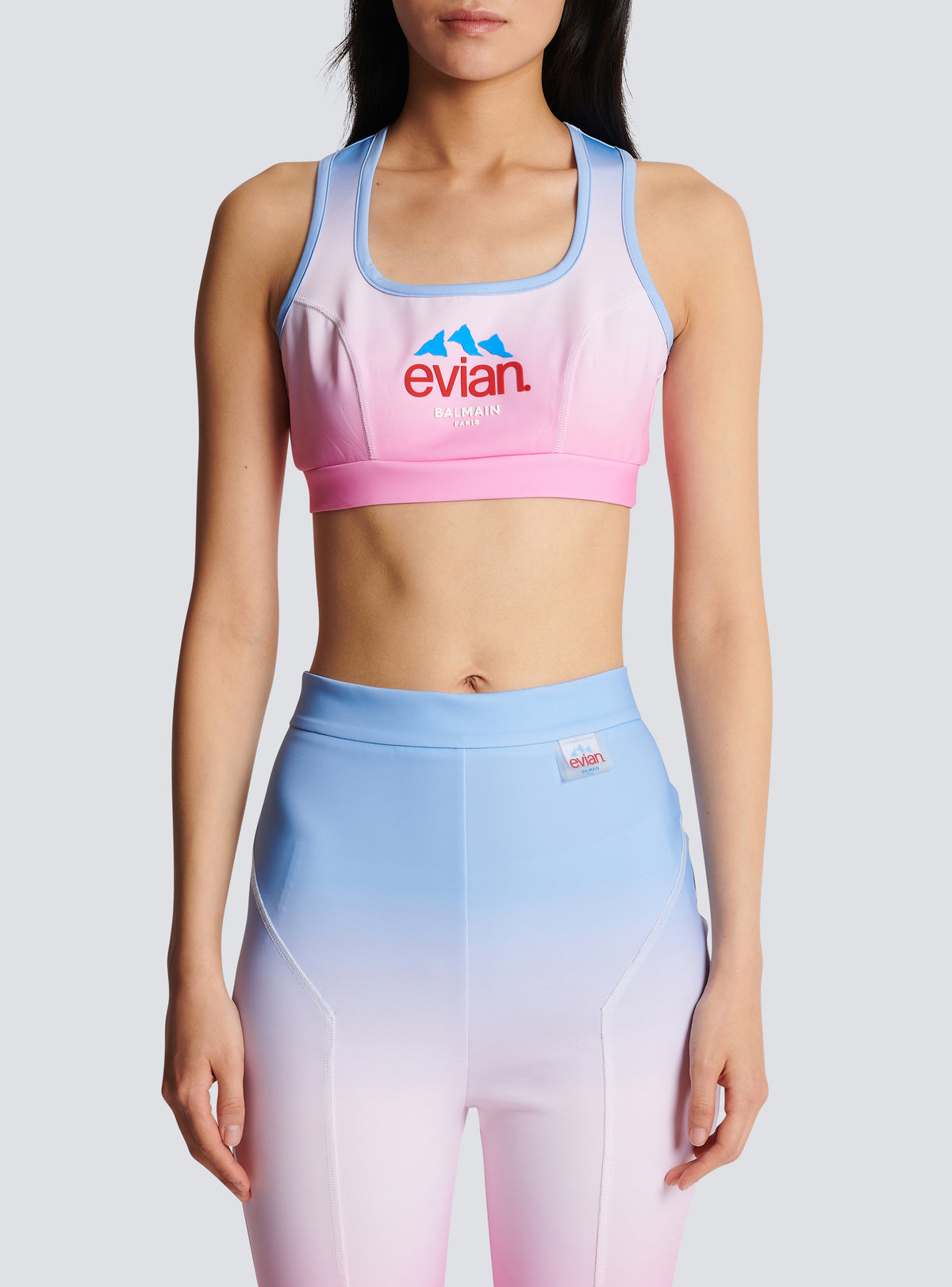 Balmain x evian - brassière - Bleu & Rose Pâle & Rose