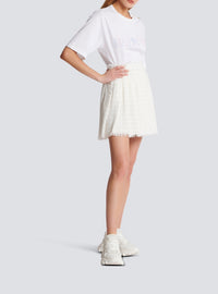 Short tweed skater skirt - White